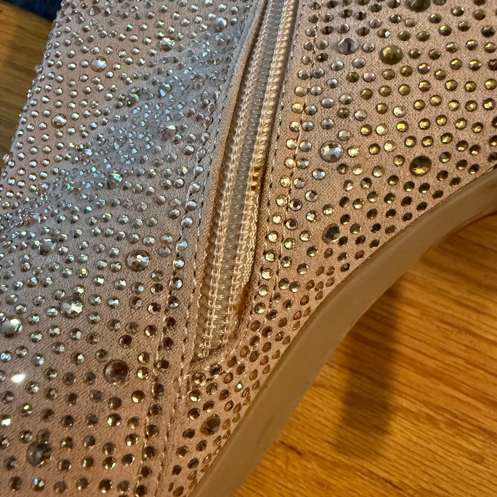 Sparkling Beige Rhinestone Heels - Picture 3 of 9